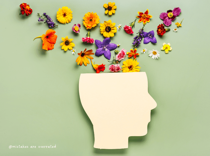 image of flowers coming out of head depicting mental clarity