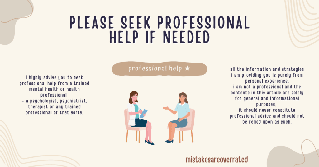please seek professional help if needed.
i highly advise you to seek professional help from a trained mental health or health professional.